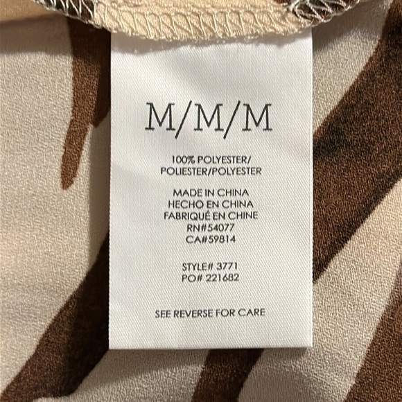 CAbi Simone Brown Cream Zebra Print Flutter Sleeve Top Blouse Medium #3771 - Picture 9 of 10